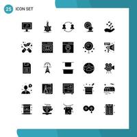 Group of 25 Solid Glyphs Signs and Symbols for event cup avatar break user Editable Vector Design Elements