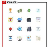 Pack of 16 creative Flat Colors of protect antivirus data pin location Editable Pack of Creative Vector Design Elements