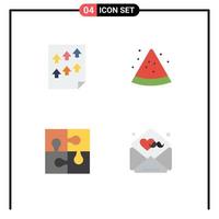 4 User Interface Flat Icon Pack of modern Signs and Symbols of data piece paper slice solution Editable Vector Design Elements