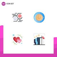 Universal Icon Symbols Group of 4 Modern Flat Icons of connect heart hexagon energy february Editable Vector Design Elements