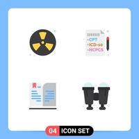 conjunto de 4 iconos de interfaz de usuario modernos símbolos signos para quemar libro bombero nota de seguro elementos de diseño vectorial editables vector