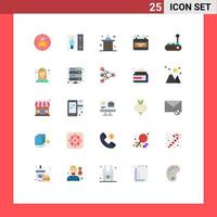 25 User Interface Flat Color Pack of modern Signs and Symbols of joy pad joy pad office controller day Editable Vector Design Elements