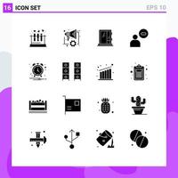 Pack of 16 Modern Solid Glyphs Signs and Symbols for Web Print Media such as less man speaker male construction Editable Vector Design Elements