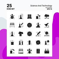 25 conjunto de iconos de ciencia y tecnología 100 archivos editables eps 10 ideas de concepto de logotipo de empresa diseño de icono de glifo sólido vector