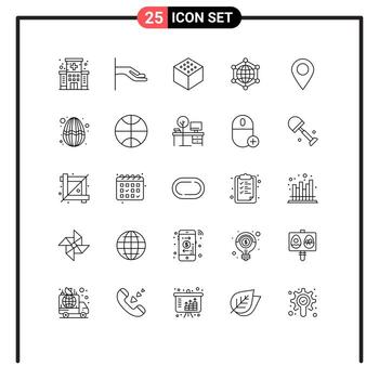 Stock Vector Icon Pack of 25 Line Signs and Symbols for pin map edge location web Editable Vector Design Elements