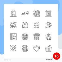 Set of 16 Modern UI Icons Symbols Signs for jungle party buyer persona horror graves Editable Vector Design Elements