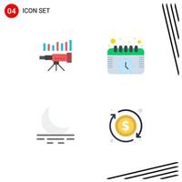 User Interface Pack of 4 Basic Flat Icons of telescope schedule forecasting vision fog Editable Vector Design Elements