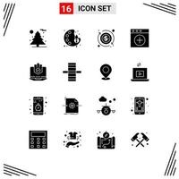 Pictogram Set of 16 Simple Solid Glyphs of protected internet money computer new Editable Vector Design Elements