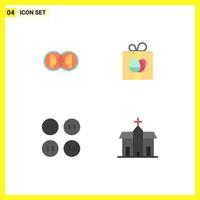 Pack of 4 Modern Flat Icons Signs and Symbols for Web Print Media such as coin buttons duplicate box clothing Editable Vector Design Elements