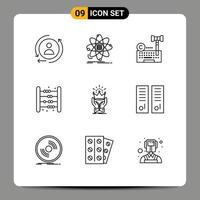 9 iconos creativos signos y símbolos modernos del juego de matemáticas copyright bag laywer elementos de diseño vectorial editables vector