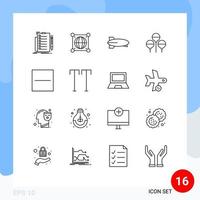 Set of 16 Modern UI Icons Symbols Signs for delete holiday scince easter vehicles Editable Vector Design Elements