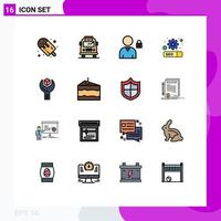 Group of 16 Flat Color Filled Lines Signs and Symbols for sdk develop block config seo Editable Creative Vector Design Elements