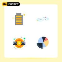 4 User Interface Flat Icon Pack of modern Signs and Symbols of battery gear environment planets tax Editable Vector Design Elements