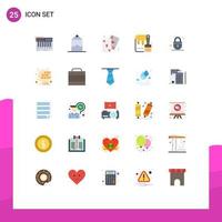 Set of 25 Modern UI Icons Symbols Signs for lock paint cards dye card Editable Vector Design Elements