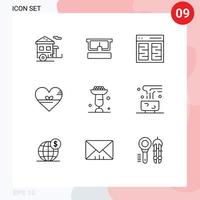 9 Outline concept for Websites Mobile and Apps like love eye heart interface Editable Vector Design Elements