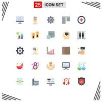 Modern Set of 25 Flat Colors and symbols such as infection plus gear interface top Editable Vector Design Elements