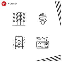 Modern Set of 4 Filledline Flat Colors and symbols such as cereal toy golf hotel fire Editable Vector Design Elements