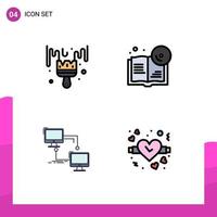 Stock Vector Icon Pack of 4 Line Signs and Symbols for brush lan hobby education sync Editable Vector Design Elements