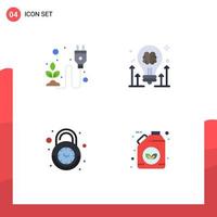 User Interface Pack of 4 Basic Flat Icons of ecological arrow herb brainstorming clock Editable Vector Design Elements