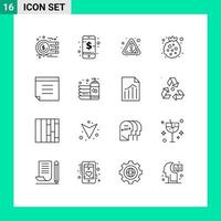 Pack of 16 Modern Outlines Signs and Symbols for Web Print Media such as note healthy smart food error Editable Vector Design Elements