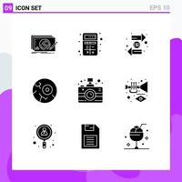 Mobile Interface Solid Glyph Set of 9 Pictograms of night halloween calculator interchange exchange Editable Vector Design Elements