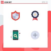 Pictogram Set of 4 Simple Flat Icons of antivirus mobile badge guarantee search Editable Vector Design Elements