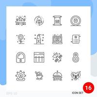 Outline Pack of 16 Universal Symbols of work office refresh job usa Editable Vector Design Elements