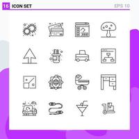 conjunto de 16 contornos vectoriales en cuadrícula para elementos de diseño vectorial editables de copia de hongo de dinero natural de primavera vector