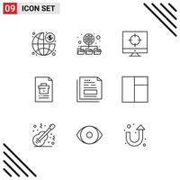 Stock Vector Icon Pack of 9 Line Signs and Symbols for document report seo file corporate Editable Vector Design Elements