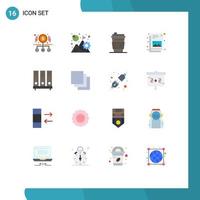 16 User Interface Flat Color Pack of modern Signs and Symbols of data picture growth file drink Editable Pack of Creative Vector Design Elements