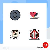 Set of 4 Vector Filledline Flat Colors on Grid for arrows business report love analytics drinks Editable Vector Design Elements