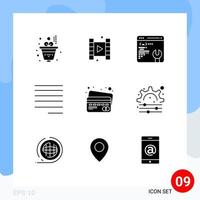 9 Solid Glyph concept for Websites Mobile and Apps gear creative setting payment card Editable Vector Design Elements