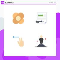 4 Universal Flat Icon Signs Symbols of healthcare fingers wound paper left Editable Vector Design Elements