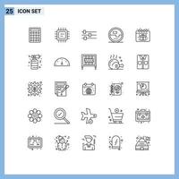 25 Thematic Vector Lines and Editable Symbols of horn calendar tool birthday measuring Editable Vector Design Elements