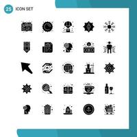 25 Thematic Vector Solid Glyphs and Editable Symbols of support help balloon customer shopping Editable Vector Design Elements