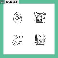 Set of 4 Vector Filledline Flat Colors on Grid for egg next easter shirt coffee Editable Vector Design Elements