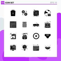 Mobile Interface Solid Glyph Set of 16 Pictograms of mobile app dollar store money Editable Vector Design Elements