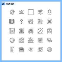 Modern Set of 25 Lines Pictograph of book trip view bag sort Editable Vector Design Elements