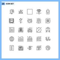 Modern Set of 25 Lines Pictograph of book trip view bag sort Editable Vector Design Elements