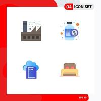 Group of 4 Modern Flat Icons Set for earth cloud energy heart data Editable Vector Design Elements