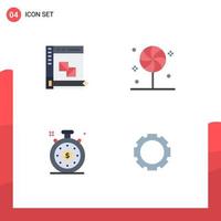 4 Thematic Vector Flat Icons and Editable Symbols of coding clock panel candy speedometer Editable Vector Design Elements