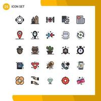 25 Creative Icons Modern Signs and Symbols of sheet file dinner coffee creative Editable Vector Design Elements