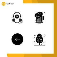 4 Solid Glyph concept for Websites Mobile and Apps language buttons education birthday play Editable Vector Design Elements