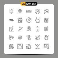 Universal Icon Symbols Group of 25 Modern Lines of squares geometrical electric cube fastener Editable Vector Design Elements