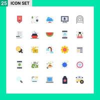 Pictogram Set of 25 Simple Flat Colors of password finger plug microphone monitor Editable Vector Design Elements