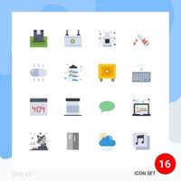 Modern Set of 16 Flat Colors Pictograph of medical drug power medical dope Editable Pack of Creative Vector Design Elements