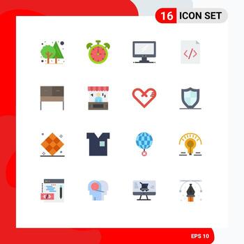 16 Flat Color concept for Websites Mobile and Apps interior html computer document pc Editable Pack of Creative Vector Design Elements