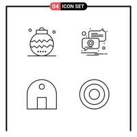 4 Line concept for Websites Mobile and Apps celebration building holiday notification islamic building Editable Vector Design Elements