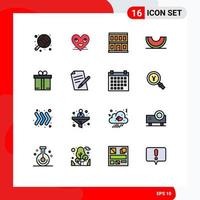 paquete de iconos de vectores de stock de 16 signos y símbolos de línea para elementos de diseño de vectores creativos editables de bayas de frutas de construcción de melón de regalo