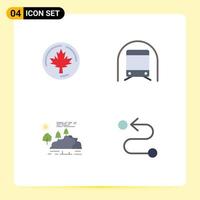 Pictogram Set of 4 Simple Flat Icons of autumn hill maple transport nature Editable Vector Design Elements